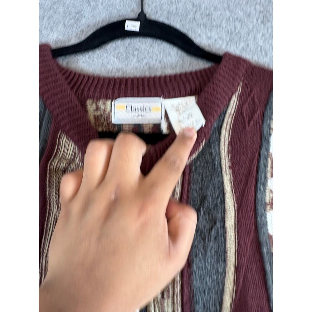 VTG 90s Classics Sweater Mens Brown Coogi Style 3D Pullover Retro Grandpa 2XL - Picture 4 of 4